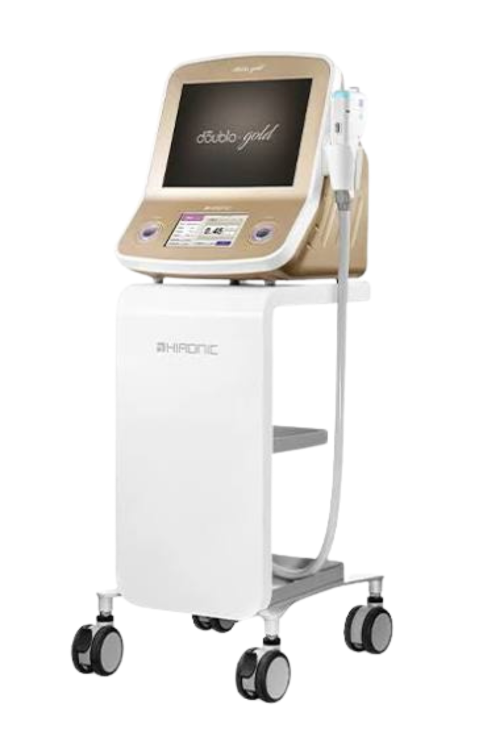 DOUBLO GOLD DEVICE.png　医療HIFU機器ダブロゴールド本体画像　背景透過PNG・推奨1000×1500px
